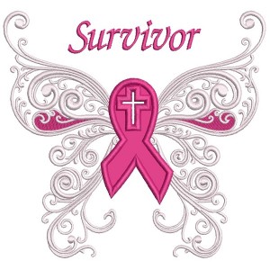 Breast Cancer Survivor Butterfly With Cross Applique Machine Embroidery Design Digitized Pattern